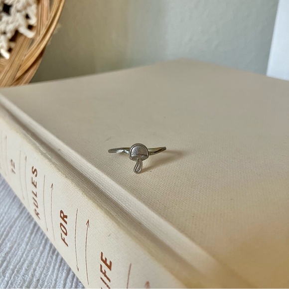 Mushroom Silver Wire Girls Ring Fashion Ring Rustic Cottagecore Woodsy Rustic - Picture 8 of 12
